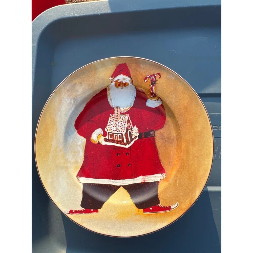 Vintage Oneida Supersized Christmas Stonewear Holiday Plates Set‎ of 4